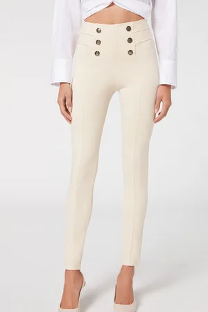 Calzedonia Pantalón Sailor Efecto Shapping Con Detalle Botones Mujer Tamaño S