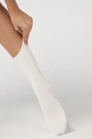 Calzedonia Calcetines Cortos Acanalados con Lana y cashmere Mujer Tamaño TU