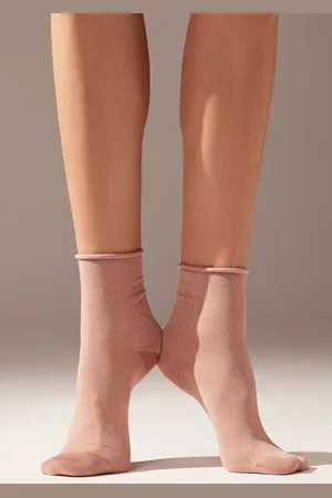 Calzedonia Calcetín con purpurina brillante en algodón Mujer Tamaño TU