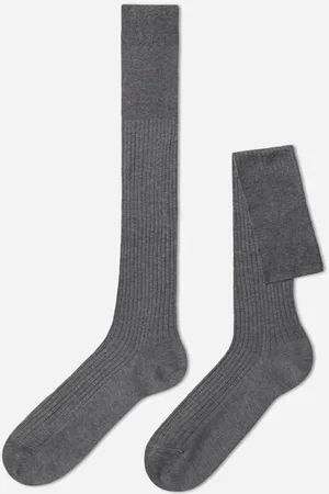Calzedonia Calcetín largo de hilo de escocia de canalé para hombre Hombre Tamaño 44-45