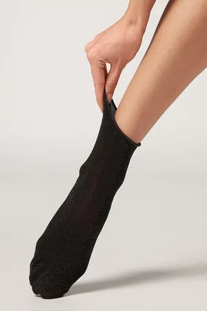 Calzedonia Calcetín con purpurina brillante en algodón Mujer Tamaño TU
