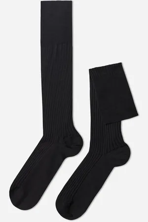 Calzedonia Calcetín largo de hilo de escocia de canalé para hombre Hombre Tamaño 42-43