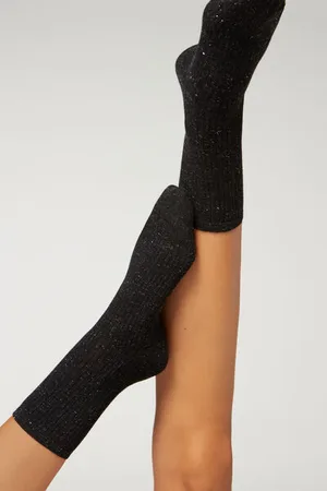 Calzedonia Calcetines Cortos en Cachemira y Glitter Mujer Tamaño TU