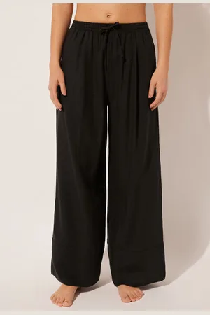 Calzedonia Pantalón Largo Palazzo Lino y Viscosa Mujer Tamaño M