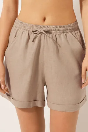 Calzedonia Pantalón Corto en Lino y Viscosa Mujer Tamaño L