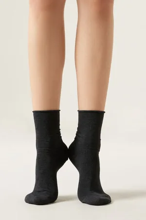 Calzedonia Calcetines cortos de algodón sin puños Mujer Tamaño 36-38