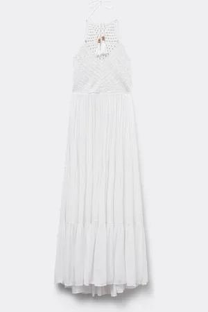 Calzedonia Vestido Largo con Cuerpo de Ganchillo Mujer Tamaño M