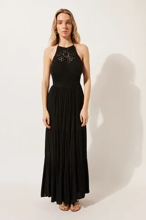 Calzedonia Vestido Largo con Cuerpo de Ganchillo Mujer Tamaño M