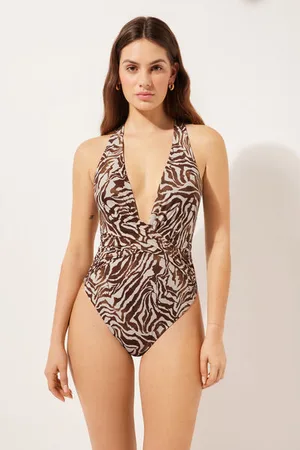Calzedonia Bañador Brown Zebra Mujer Tamaño M