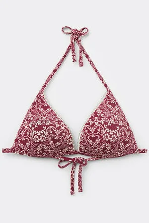 Calzedonia Bikini Triángulo Relleno Botanic Bordeaux Mujer Tamaño 4
