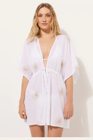 Calzedonia Caftán Corto Algodón Mujer Tamaño TU