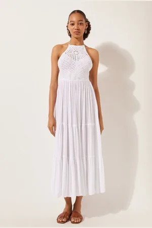 Calzedonia Vestido Largo con Cuerpo de Ganchillo Mujer Tamaño M