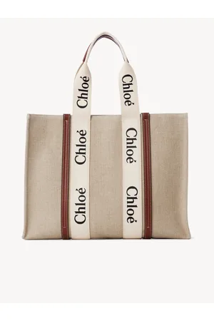 Chloé Bolso tote grande Woody de lino