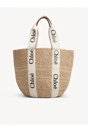 Chloé Cesta grande Woody de fibras naturales