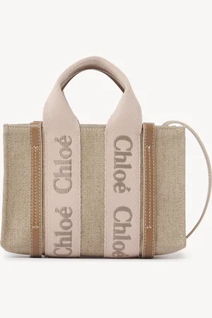 Chloé Minibolso tote Woody de lino