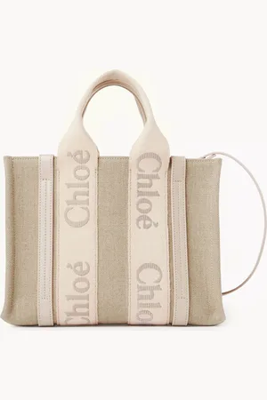 Chloé Bolso tote pequeño Woody de lino