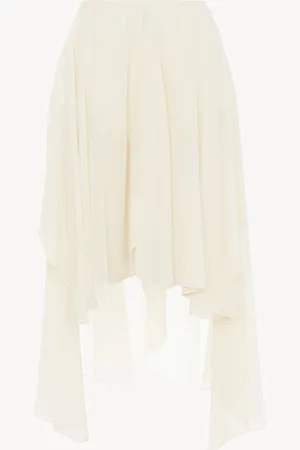 Chloé Pantalones cortos fluidos con volantes de georgette de seda