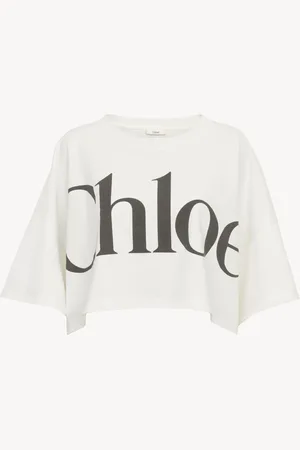 Chloé Camiseta cropped de corte boxy con logotipo de jersey de algodón