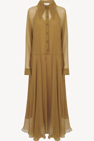 Chloé Vestido camisero largo fluido de muselina de seda