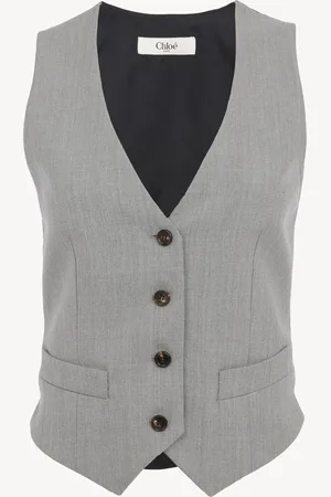 Chloé Chaleco de sastre de lana grain de poudre Gris