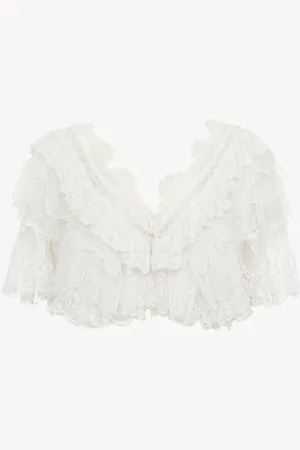Chloé Top Heritage con cuello en V de encaje