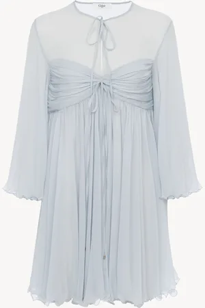 Chloé Minivestido plisado de muselina de seda