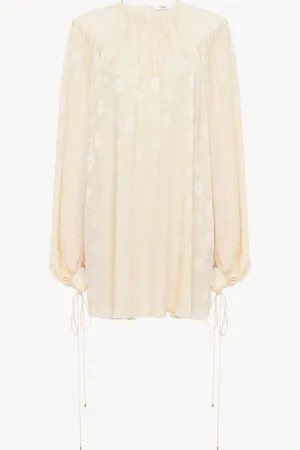 Chloé Minivestido fruncido de jacquard de seda