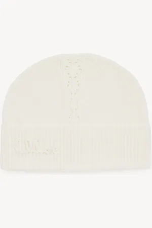 Chloé Gorro Chloé Lace Knit de lana y jacquard de encaje Blanco