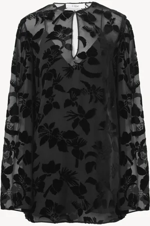 Chloé Minivestido de manga abullonada de terciopelo