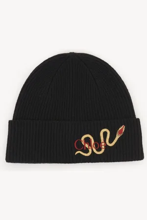 Chloé Gorro Chloé Snake de punto de lana y cachemira Negro