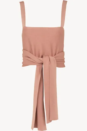 Chloé Top de tirantes cropped con lazo delantero de punto de viscosa brillante