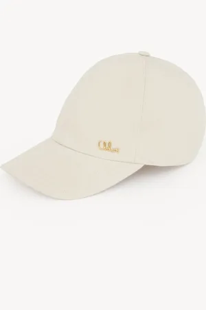 Chloé Gorra Chloé Iconic de lona de algodón Beige