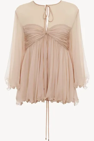 Chloé Top plisado de muselina de seda