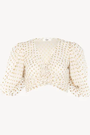 Chloé Top cropped fluido de jacquard de seda y lúrex