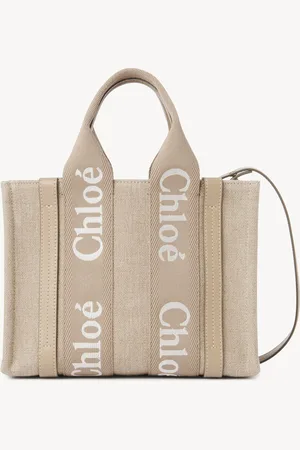 Chloé Bolso tote pequeño Woody de lino
