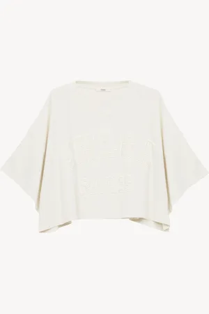 Chloé Camiseta cropped con logotipo de jersey de algodón