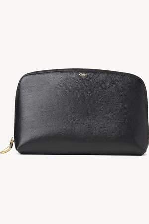 Chloé Neceser de maquillaje Banana grande de cuero granulado