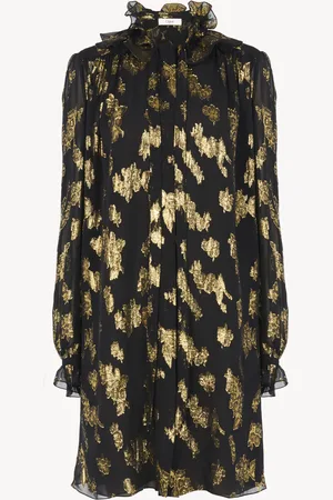 Chloé Minivestido de jacquard de seda y lúrex anudado en la parte delantera