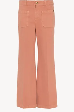 Chloé Pantalones cropped bootcut de terciopelo de algodón