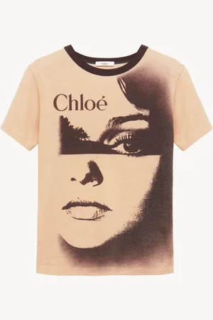 Chloé Camiseta de cuello redondo con logotipo de jersey de algodón