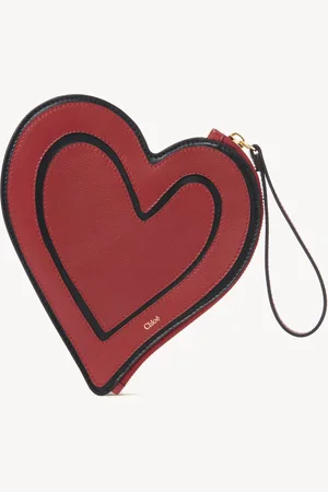 Chloé Cartera de mano plana Chloé Symbols Heart de cuero granulado