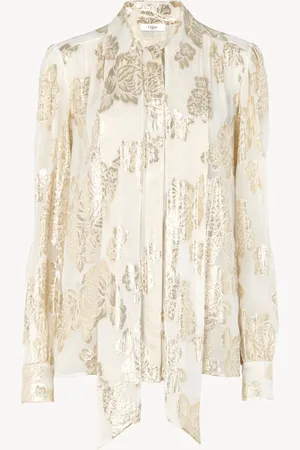 Chloé Blusa con lazo lavallière fruncido de jacquard de seda y lúrex