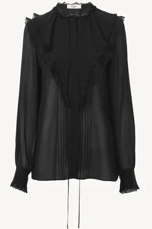 Chloé Blusa con volantes de georgette de seda