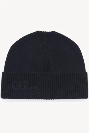 Chloé Gorro Chloé Lace Knit de lana y jacquard de encaje Negro