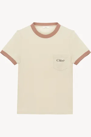 Chloé Camiseta de cuello redondo con logotipo de jersey de algodón