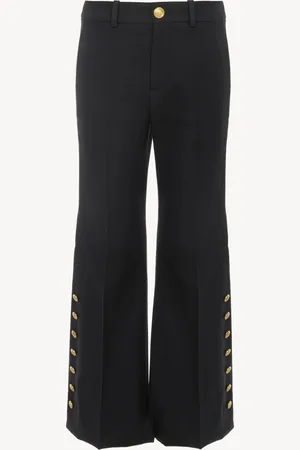 Chloé Pantalones cropped de lana grain de poudre