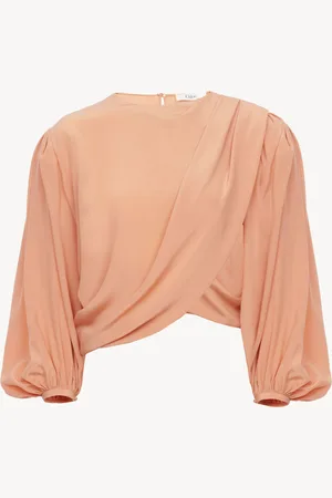 Chloé Top drapeado cropped de crepé de China