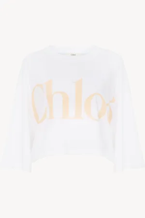 Chloé Camiseta cropped oversize con logotipo de jersey de algodón