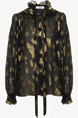 Chloé Blusa fruncida de jacquard de seda y lúrex