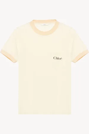 Chloé Camiseta de cuello redondo con logotipo de jersey de algodón